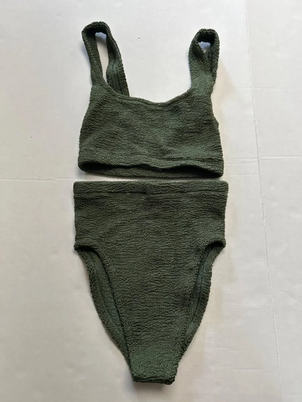 HUNZA G Patricia Bikini Set Metallic Khaki Size One Size NWT
